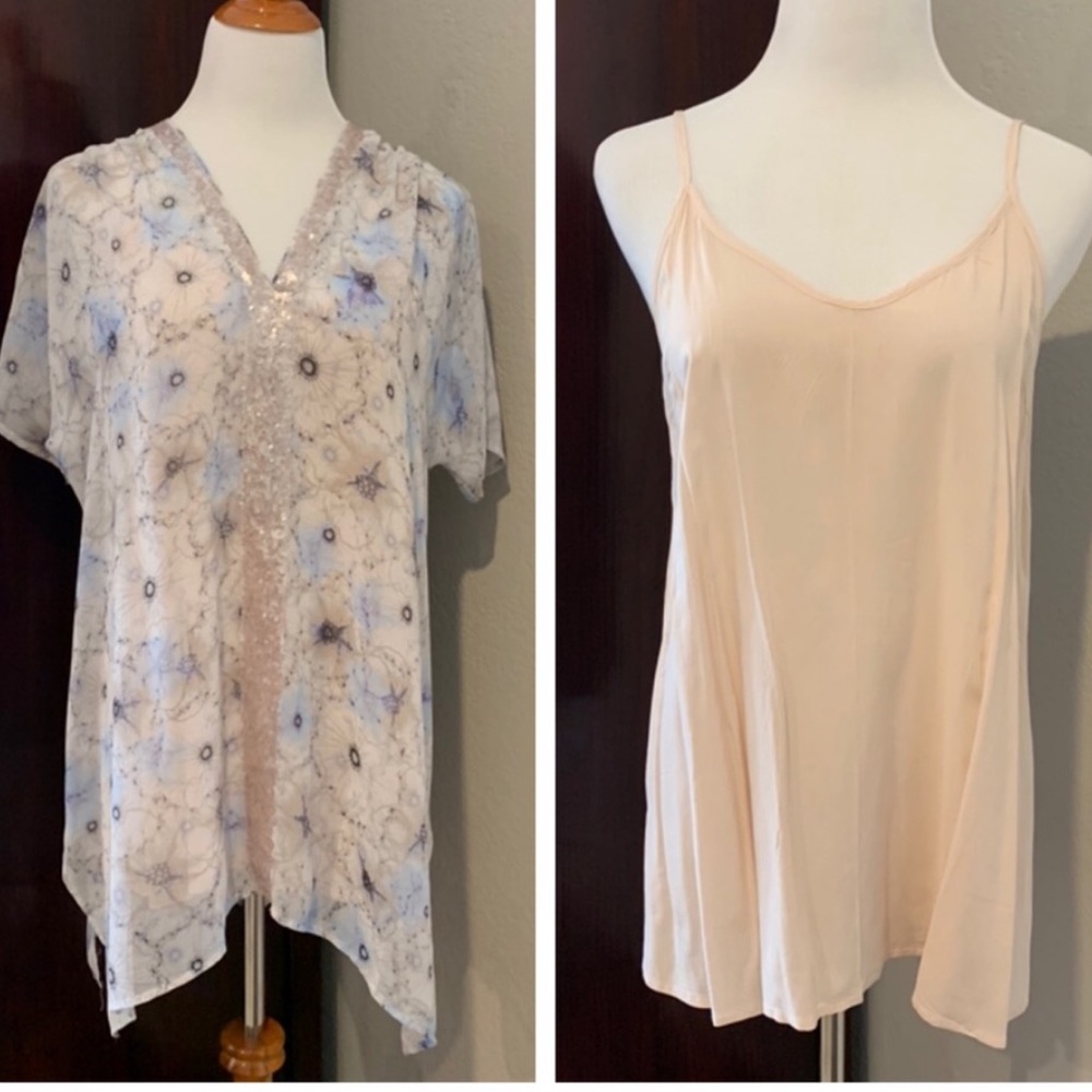Anthropologie floral w/sequin trim tunic dress